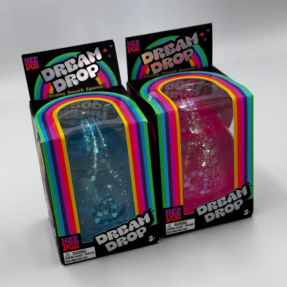 Schylling NeeDoh Dream Drop Pink Blue Glitter Squishy Authentic Toy Set of 2 New